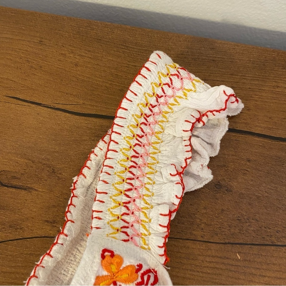 Urban Outfitters Cream Embroidered Crop Bralette with Red & Orange Accents - Picture 7 of 15
